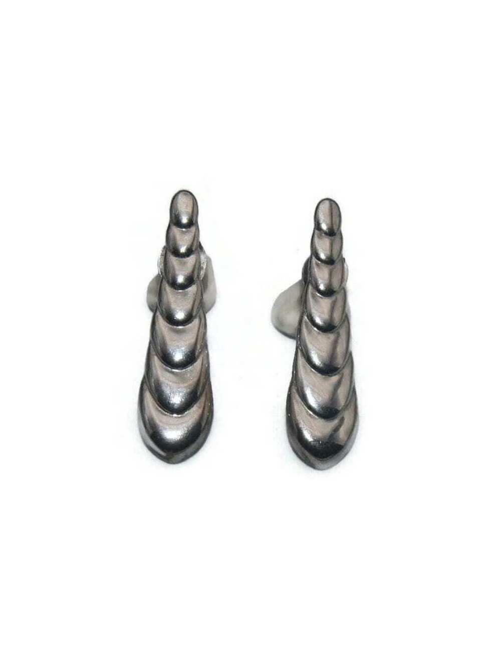 Vintage Silver Tone Scalloped Stud Earrings with Post Backs for Pierced Ears.